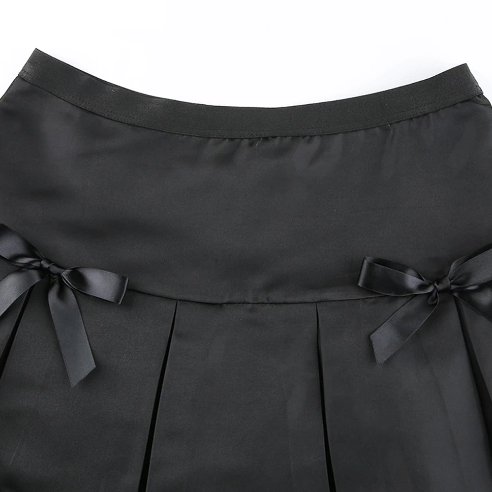 Aesthetic Clothes Goth Egirl Black Pleated Skirt Lace Trim Dollskill ...