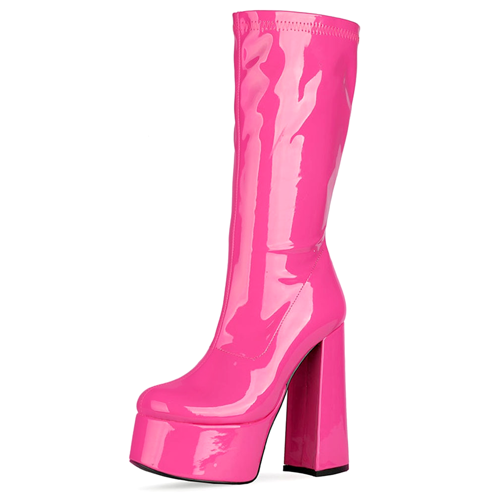 Barbiecore Hot Pink  Shiny Boots