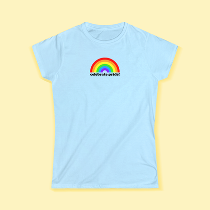 Celebrate Pride! Rainbow T-Shirt LGBTQ Light Blue