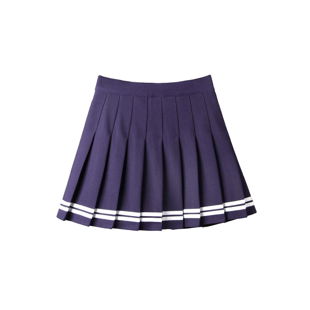 Preppy Sailor Skirt - Navy Blue High-Waist Mini Skirt