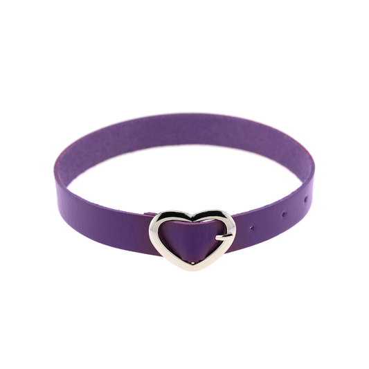 Simple Choker Necklace Heart Purple