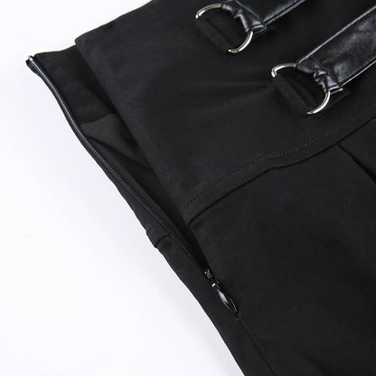 Dark Grunge Pleated Mini Skirt 2 Straps