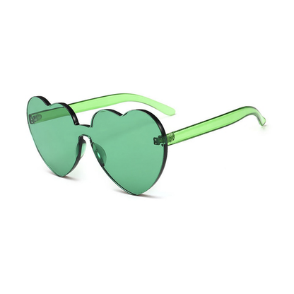 Heart Shaped Sunglasses - Green 420 Hippie Aesthetic