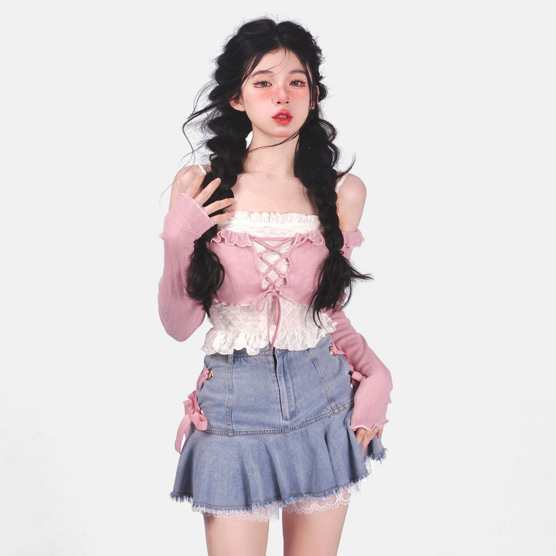 Korean Style Coquette Doll Denim Skirt – Aesthetics Boutique