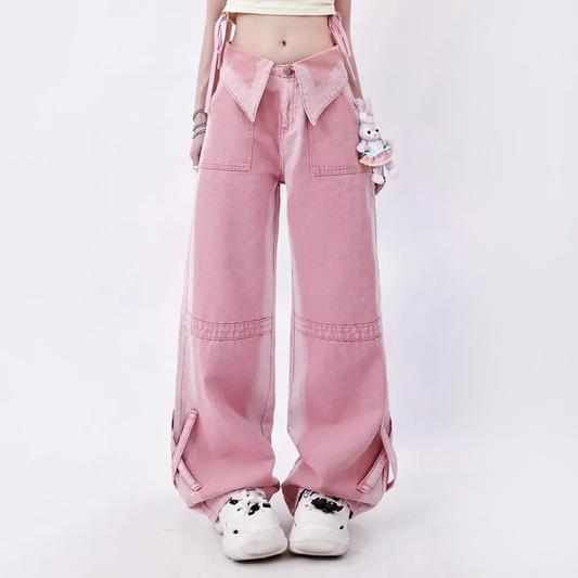 Kpop Baggy Jeans Pink