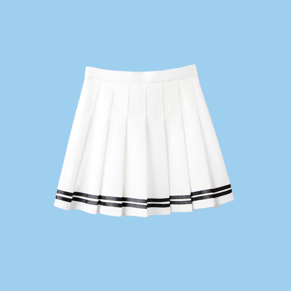 Preppy White High Waist Mini Skirt