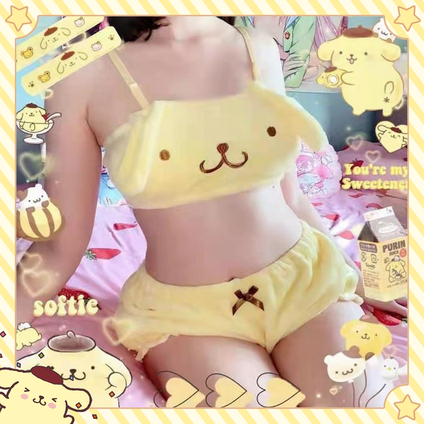 PomPomPurin Sanrio Lingerie Tube Top Bra Set Sanrio eGirl Underwear –  Aesthetics Boutique