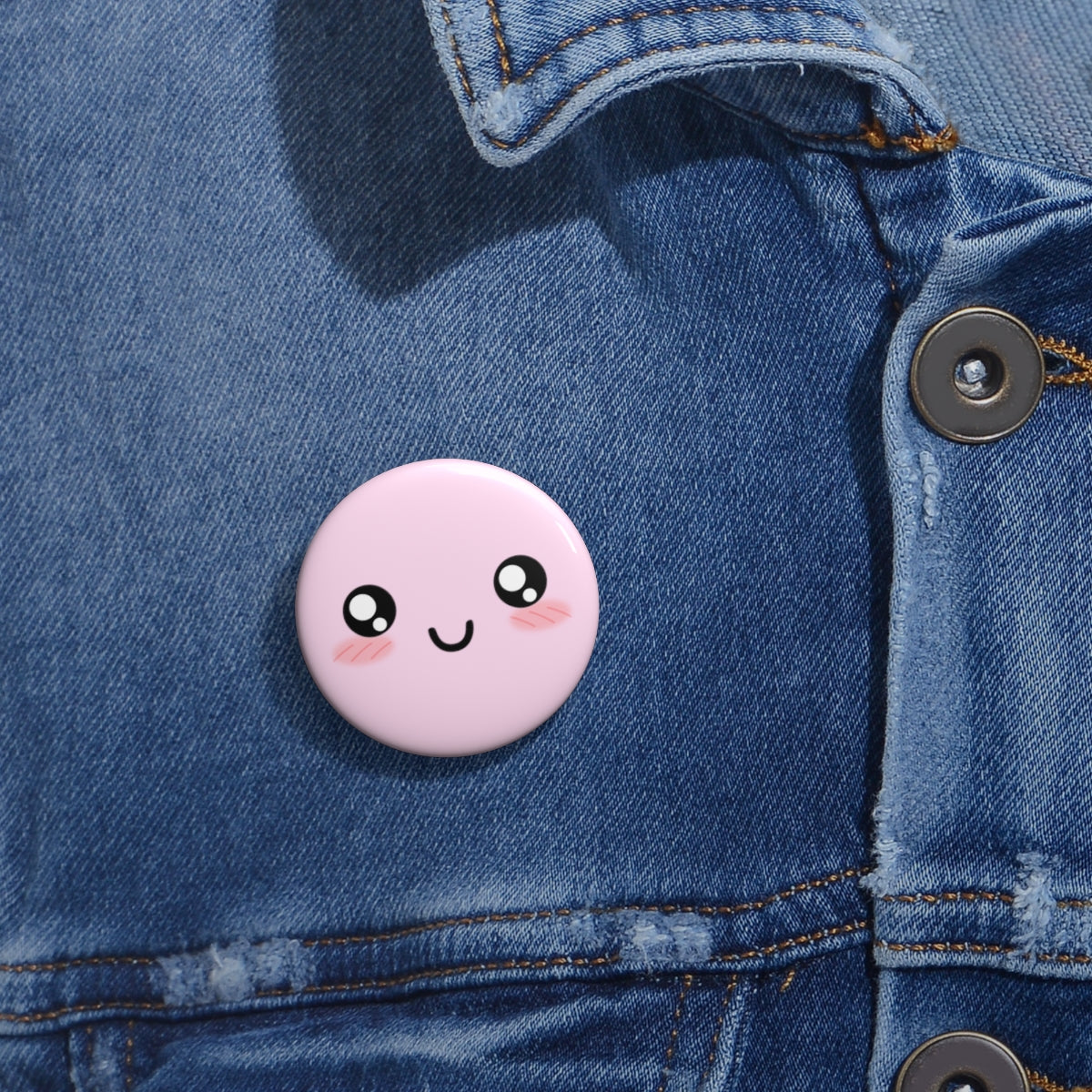Kawaii Pastel Cutie Face Pink Pin Button