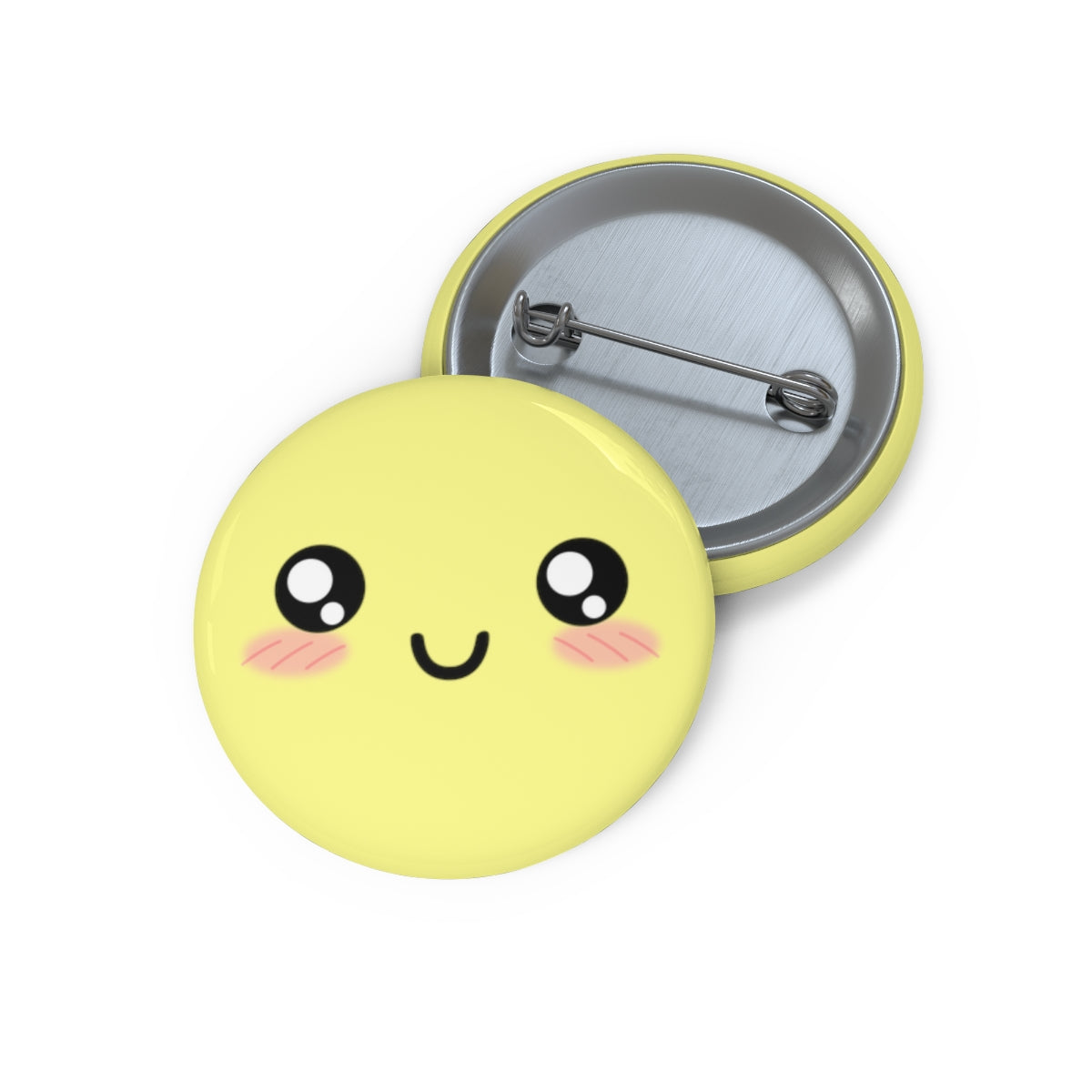 Kawaii Pastel Cutie Face Yellow Pin Button