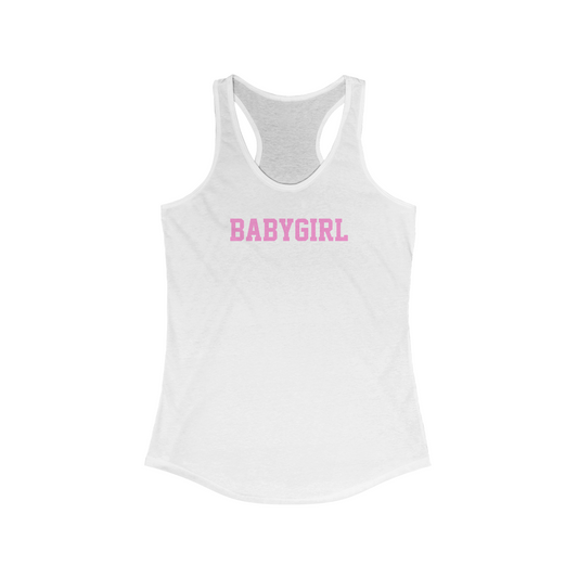 College Babygirl White Pink Tank Top