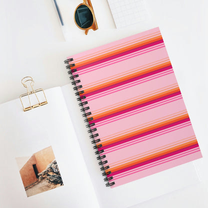 Enid Sinclair Pink Orange Stripes Spiral Notebook