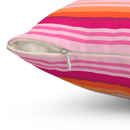Enid Sinclair Pink Orange Stripes Pillow
