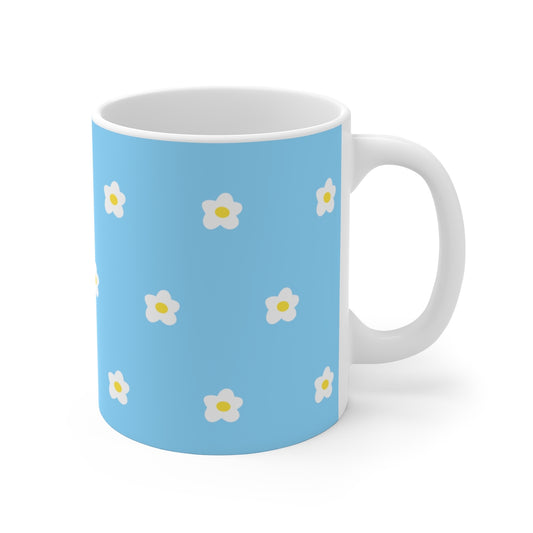 Soft Girly Flowers Blue Coffee Mug