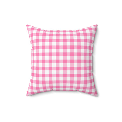 Kawaii Romantic Gingham Pink Pillow