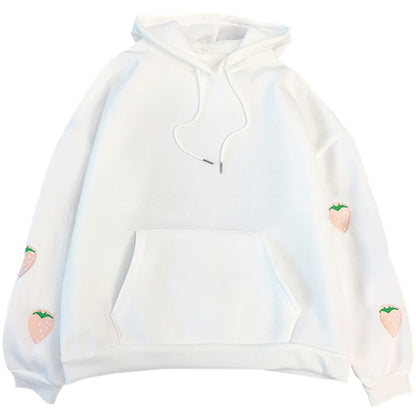 Strawberry Embroidery Hoodie Sweatshirt