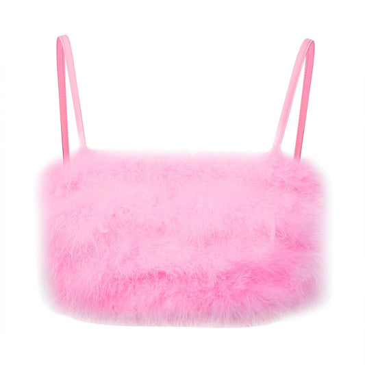 Y2K Soft Fur Tank Top Bubblegum Pink