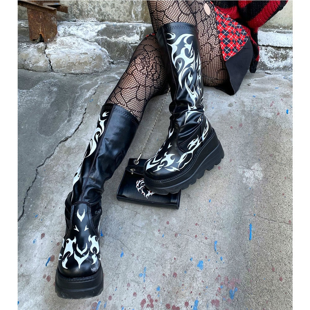 Dark Grunge Gothic eGirl Tribal Boots