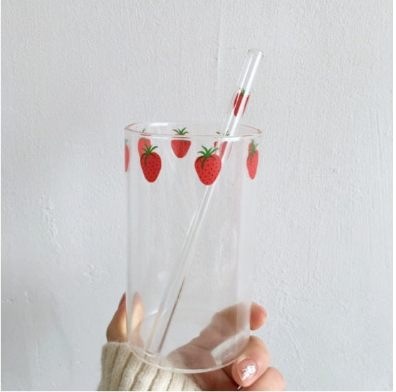 🍓 Nana Strawberry Glass with Straw