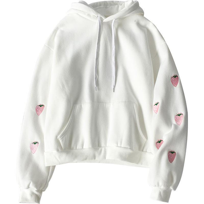 Strawberry embroidered 2024 hoodie