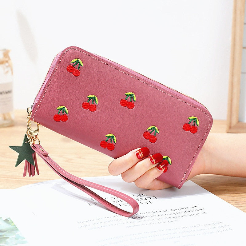 Cherry Embroidery Wallet