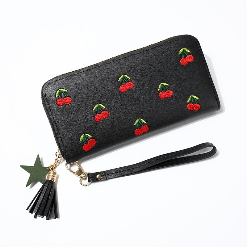 Cherry Embroidery Wallet