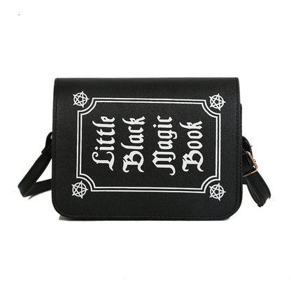 Gothic Little Black Magic Book Crossbody Bag