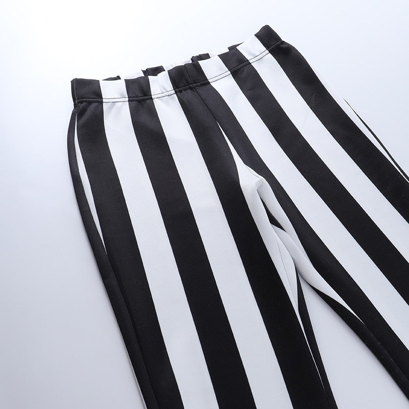 Gothic Striped High Waist Flare Pants