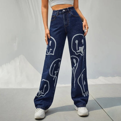 Trippy Smiley Loose Jeans