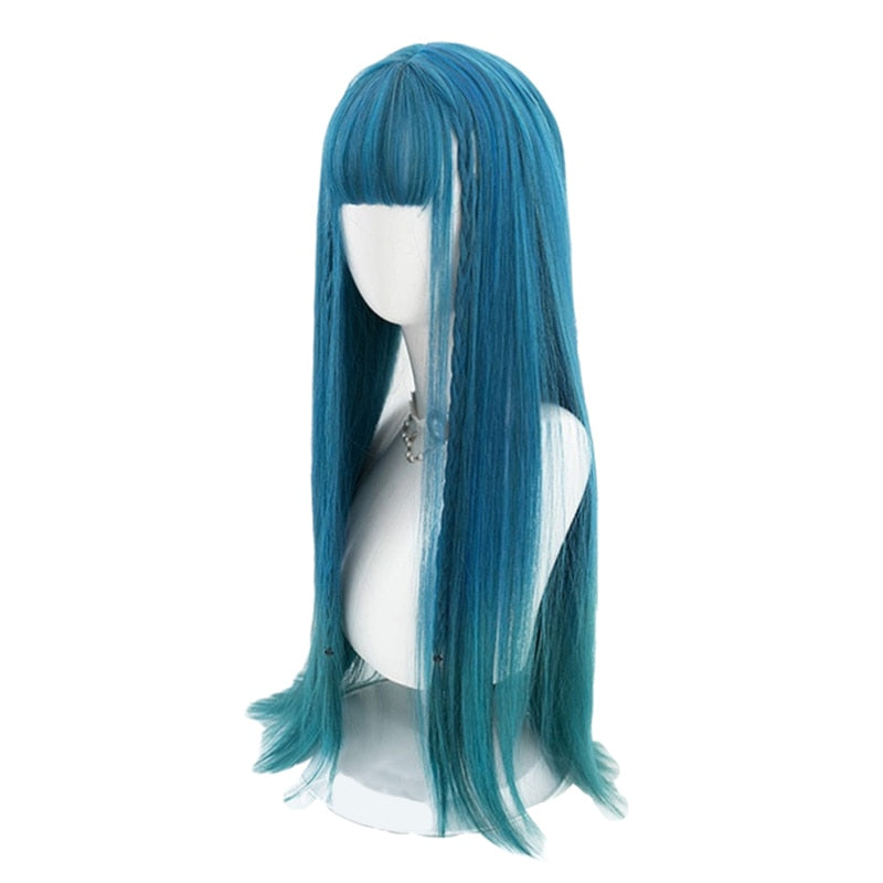 Cosplay Wig Long Ombre Teal Blue with Bangs