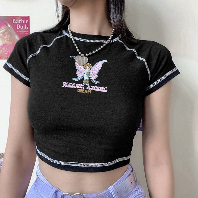 Fairy Grunge Graphic Crop Top