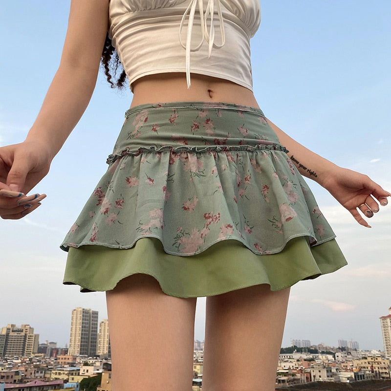 Fairycore Fairy Grunge Double Layer Skirt