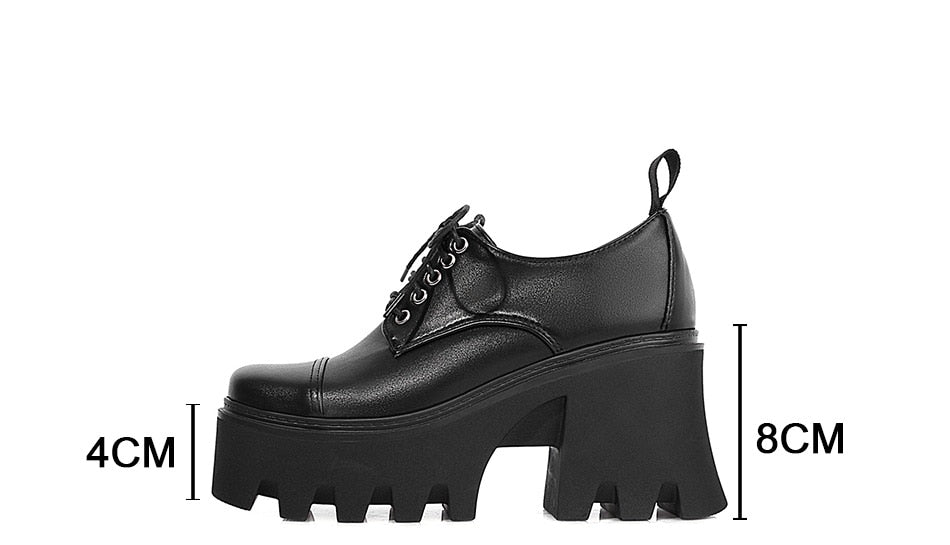 Preppy Goth Platform Shoes Black