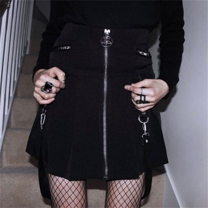 Gothic Aesthetic Straps Black Skirt