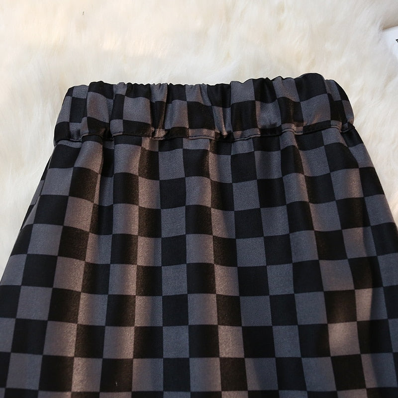 Long Skirt Checkerboard Print