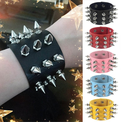 Egirl Goth Spikes Bracelet Magenta