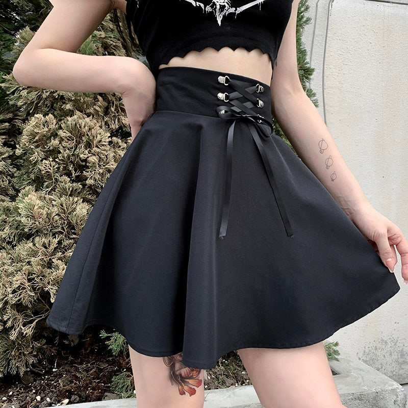 Amazon.com: MakeMeChic Women's High Waist A Line Skater Skirts Belted  Pleated Mini Skirt Dark Grey M : Clothing, Shoes & Jewelry