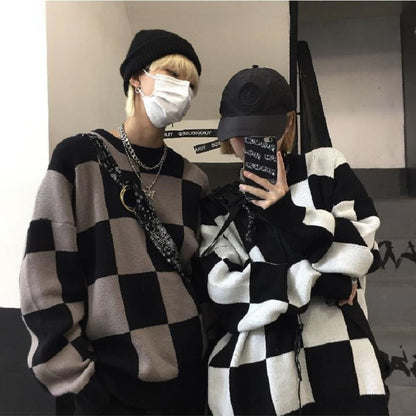 Large Checkerboard Oversize Sweater
