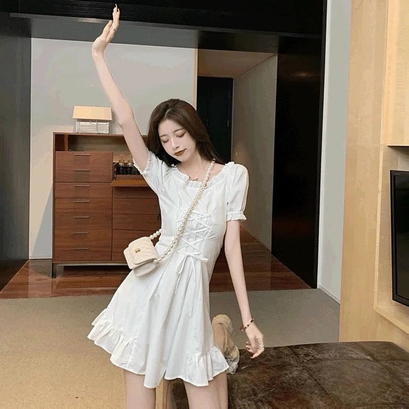 Soft Girl Aesthetic Mini Dress A-line White