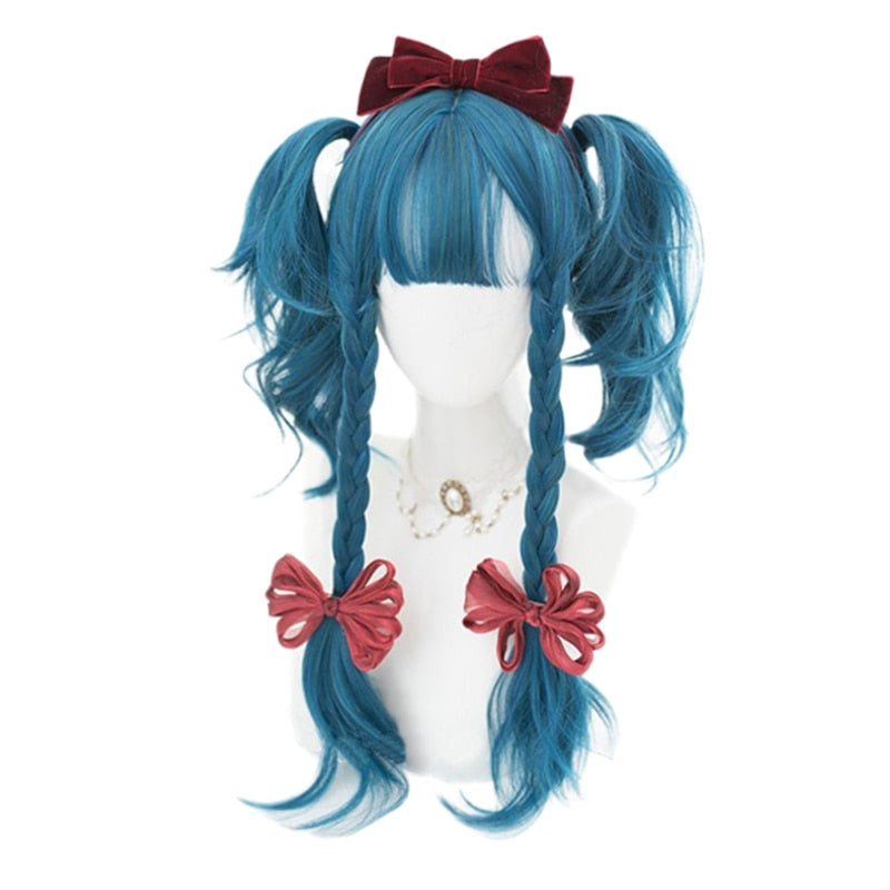 Cosplay Wig Long Ombre Teal Blue with Bangs