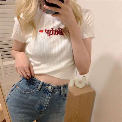 Baby Embroidery Crop Top