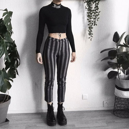 Gothic Blessed Long Sleeve Crop Top