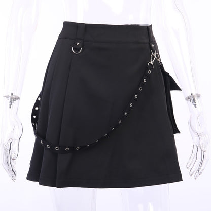 Gothic Black Skirt Cargo Pocket