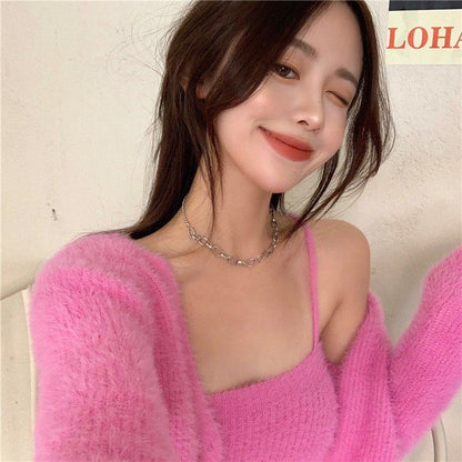 Soft Girl Cardigan Camisole Sweater Set