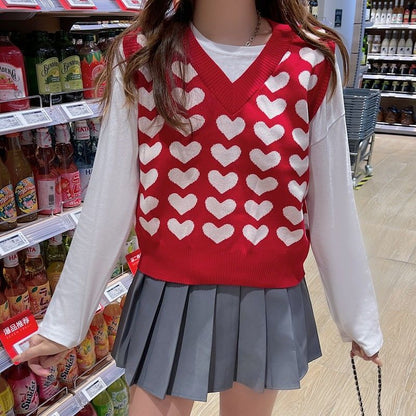 Lovecore V-Neck Knit Sweater Vest