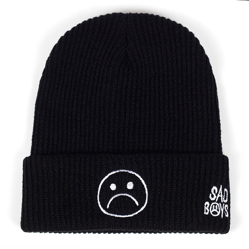 Sad Face Emoji Sad Boys Knitted Beanie Hat