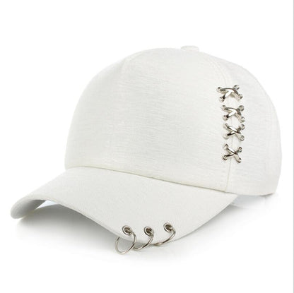 White Piercings Snapback Baseball Hat