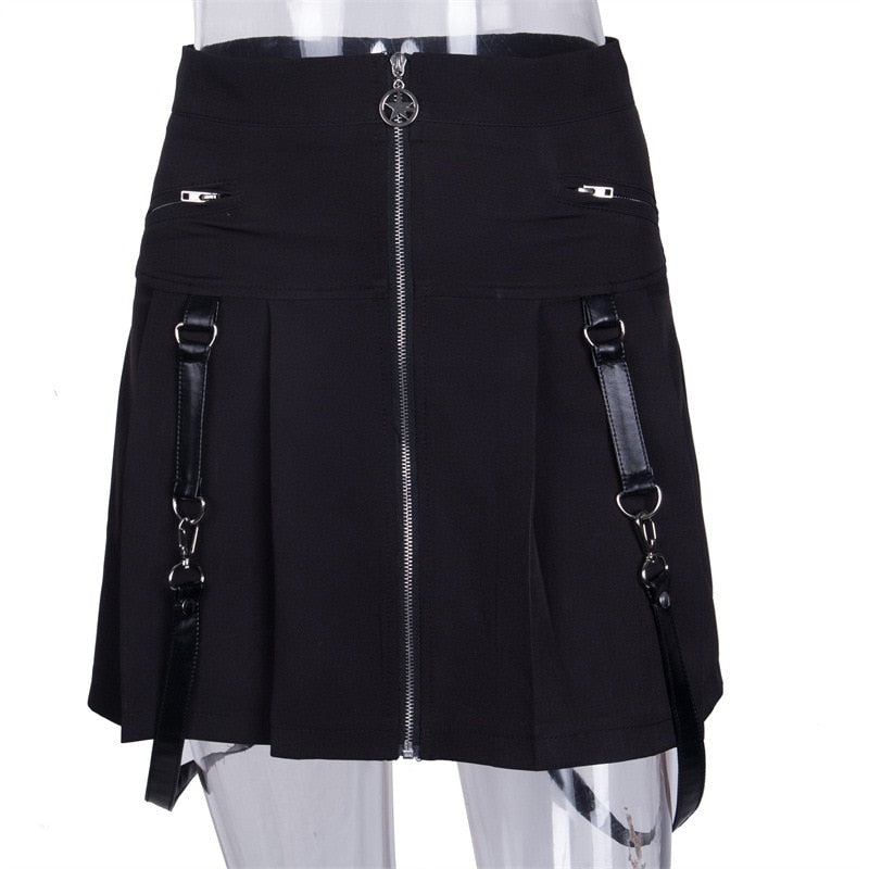 Gothic Aesthetic Straps Black Skirt