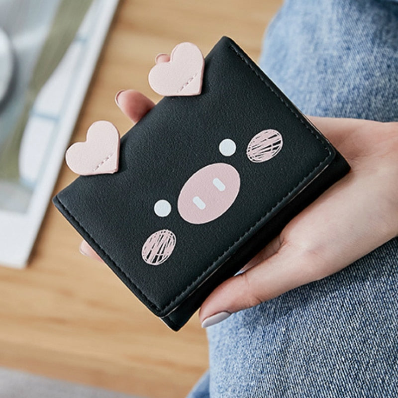 Heart Embroidered Faux Leather Wallet, Women's Small Cute Wallet