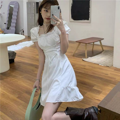 Soft Girl Aesthetic Mini Dress A-line White