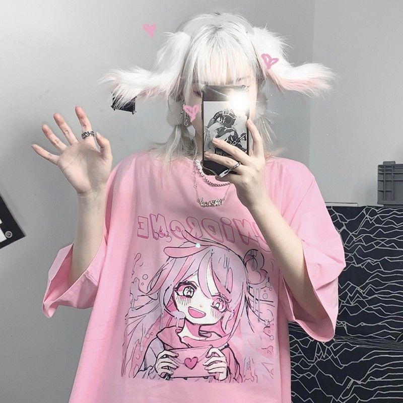 Kawaii Anime T-Shirt Happy Girl Pink
